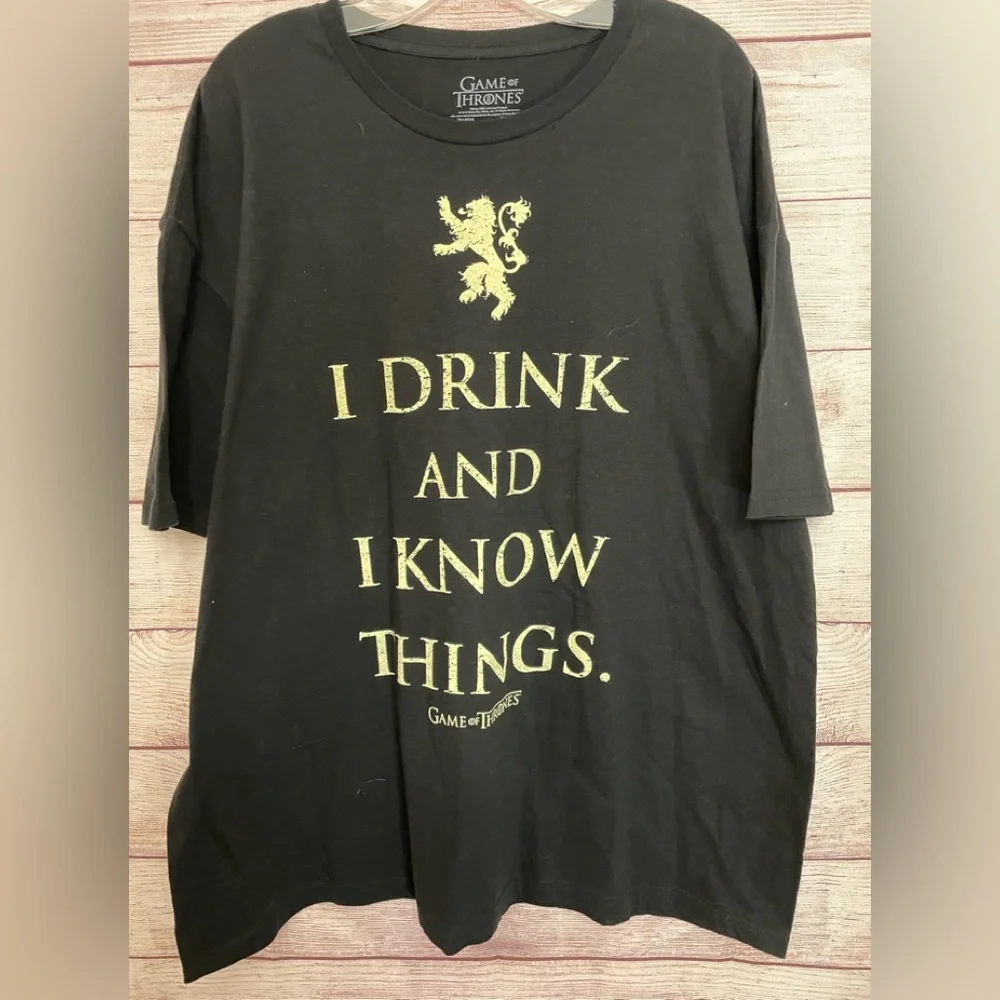 Game Of Thrones Shirt I Drink & I Know Things Lannister Stark Black 2X - Picture 1 of 3